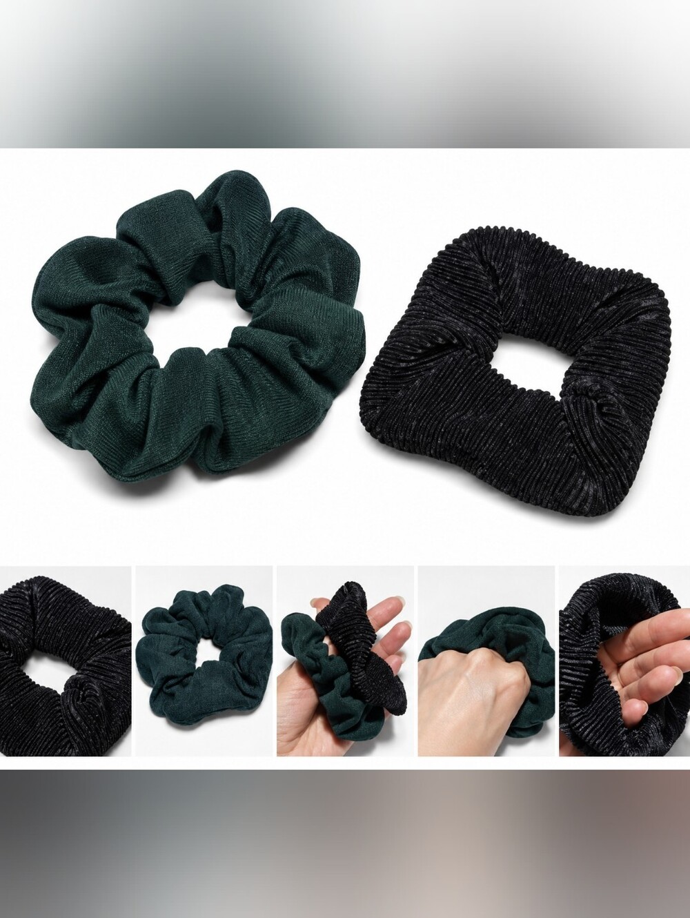 Black Women's Scrunchie Hair Tie Set Of 2 - Black